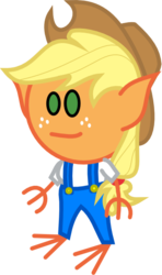 Size: 360x607 | Tagged: safe, artist:bobbobbbbob, applejack, goblin, g4, crossover, dungeons and dragons, female, simple background, solo, species swap, the order of the stick, transparent background, vector, wtf
