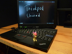Size: 3648x2736 | Tagged: safe, apple bloom, g4, arch linux, blind bag, computer, high res, irl, laptop computer, linux, photo, solo, thinkpad, toy
