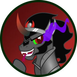 Size: 894x894 | Tagged: safe, artist:koonzypony, king sombra, g4, fangs, male, simple background, solo, sombra eyes, transparent background