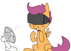 Size: 4465x3197 | Tagged: safe, artist:meowing-ghost, scootaloo, pegasus, pony, g4, fan, female, oculus rift, scootaloo can't fly, solo