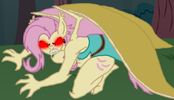 Size: 1404x815 | Tagged: safe, artist:flyingbrickanimation, fluttershy, gargoyle, anthro, g4, clothes, crossover, dress, female, flutterbat, gargoyles, solo