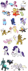 Size: 947x2400 | Tagged: safe, artist:kushina13, apple bloom, applejack, derpy hooves, fluttershy, gilda, granny smith, gustave le grande, opalescence, philomena, pinkie pie, princess luna, queen chrysalis, rainbow dash, rarity, scootaloo, sweetie belle, twilight sparkle, bear, changeling, griffon, pegasus, phoenix, pony, g4, cannon, cutie mark crusaders, female, glimmer wings, mane six, mare, naname pony, party cannon, pixiv, pony cannonball