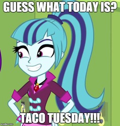 Size: 490x514 | Tagged: safe, sonata dusk, equestria girls, g4, my little pony equestria girls: rainbow rocks, image macro, imgflip, meme, sonataco, taco tuesday, that girl sure loves tacos, that siren sure does love tacos, the dazzlings, true capitalist radio