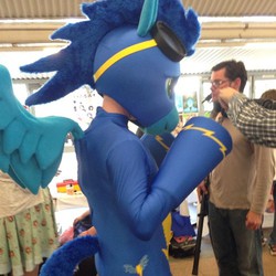 Size: 500x500 | Tagged: safe, soarin', human, g4, cosplay, fursuit, irl, irl human, photo, wonderbolts uniform