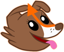 Size: 540x440 | Tagged: safe, winona, dog, g4, female, floating head, glowing, reddit, simple background, solo, transparent background, updog, upvote, wat, wtf
