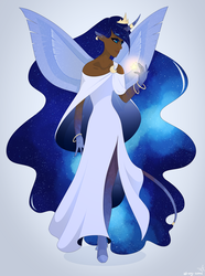 Size: 2600x3500 | Tagged: safe, artist:jennaforever77, princess luna, human, g4, female, high res, horn, horned humanization, humanized, solo, winged humanization