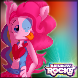 Size: 1024x1024 | Tagged: safe, artist:fj-c, pinkie pie, equestria girls, g4, my little pony equestria girls: rainbow rocks, armpits, looking at you, ponied up, tongue out