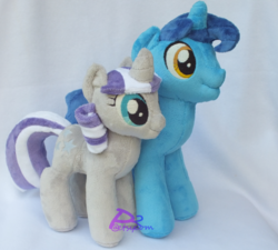 Size: 3504x3156 | Tagged: safe, artist:kiashone, night light, twilight velvet, pony, unicorn, g4, duo, female, high res, irl, male, male and female, mare, photo, plushie, pony plushie, ship:nightvelvet, shipping, stallion