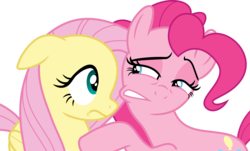 Size: 8000x4828 | Tagged: safe, fluttershy, pinkie pie, earth pony, pegasus, pony, equestria girls, g4, my little pony equestria girls: rainbow rocks, absurd resolution, bedroom eyes, duo, eye contact, faic, floppy ears, frown, gritted teeth, simple background, transparent background, vector, wide eyes