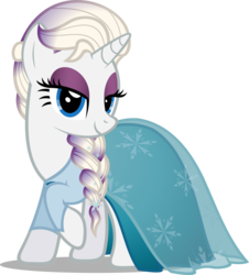 Size: 1885x2085 | Tagged: safe, artist:zacatron94, rarity, g4, clothes, cosplay, costume, elsa, female, frozen (movie), halloween, halloween costume, holiday, nightmare night, nightmare night costume, queen elsarity, simple background, solo, transparent background