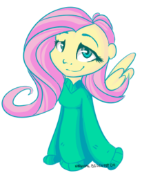 Size: 280x340 | Tagged: safe, artist:narwhalbiscut, fluttershy, human, g4, clothes, female, humanized, pony coloring, solo, sweatershy, winged humanization