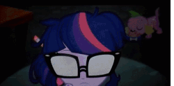 Size: 800x396 | Tagged: safe, screencap, sci-twi, spike, spike the regular dog, twilight sparkle, dog, equestria girls, g4, my little pony equestria girls: rainbow rocks, adorkable, alternate hairstyle, animated, clothes, cute, dork, glasses, lab coat, messy mane, pencil, scientist