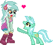 Size: 172x146 | Tagged: safe, artist:botchan-mlp, lyra heartstrings, human, pony, unicorn, equestria girls, g4, counter-humie, cute, desktop ponies, eye contact, eyes on the prize, female, gif, happy, heart, human lyra, human ponidox, humie, in-universe pegasister, lyra doing lyra things, lyra the pegasister, lyrabetes, mare, non-animated gif, open mouth, pixel art, pointing, self ponidox, simple background, smiling, sprite, that human sure does love ponies, that human sure loves ponies, transparent background, wide eyes