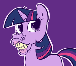 Size: 552x479 | Tagged: safe, artist:rustydooks, twilight sparkle, pony, unicorn, g4, adorkable, cute, dork, female, flehmen response, hoers, horses doing horse things, lip curl, looking at you, smiling, solo, teeth