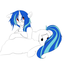 Size: 7289x6333 | Tagged: safe, artist:rainboomdraws, dj pon-3, vinyl scratch, pony, unicorn, g4, absurd resolution, bored, chest fluff, female, looking up, lying down, messy mane, prone, red eyes, redraw, simple background, solo