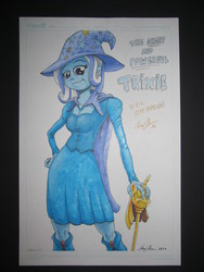 Size: 2304x3072 | Tagged: safe, artist:capfan1994, trixie, equestria girls, g4, commission, female, high res, original art, solo, traditional art, twilight scepter