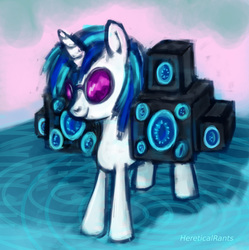 Size: 1220x1224 | Tagged: safe, artist:hereticalrants, dj pon-3, vinyl scratch, g4, bass cannon, battle saddle, female, solo