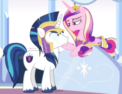 Size: 1200x925 | Tagged: safe, artist:dm29, princess cadance, shining armor, g4, armor, bed, bedroom eyes, female, male, royal guard, ship:shiningcadance, shipping, straight