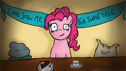 Size: 4096x2304 | Tagged: safe, artist:blackstormclouds, madame leflour, pinkie pie, rocky, g4, party of one
