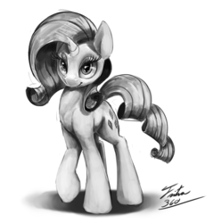 Size: 900x940 | Tagged: safe, artist:tsitra360, rarity, g4, 30 minute art challenge, female, grayscale, monochrome, solo