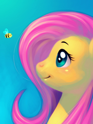 Size: 1200x1600 | Tagged: safe, artist:guttyworks, fluttershy, bee, g4, female, solo