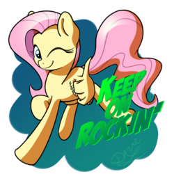 Size: 600x600 | Tagged: safe, artist:annacurser, fluttershy, g4, female, positive ponies, solo, thumbs up, wing hands, wink