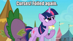 Size: 960x540 | Tagged: safe, edit, edited screencap, screencap, spike, twilight sparkle, g4, the crystal empire, caption, duo, image macro, meme