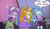 Size: 616x362 | Tagged: safe, edit, edited screencap, screencap, adagio dazzle, aria blaze, sonata dusk, equestria girls, g4, my little pony equestria girls: rainbow rocks, angry, crowd, food, fruit, orange, sonataco, speech bubble, taco, that girl sure loves tacos, that siren sure does love tacos, the dazzlings, throwing, tomato, trio