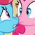 Size: 361x363 | Tagged: safe, screencap, cup cake, pinkie pie, earth pony, pony, baby cakes, g4, boop, frown, nose wrinkle, noseboop, open mouth, wide eyes