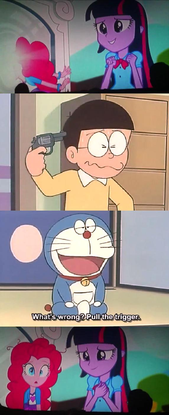 732298 Doraemon Equestria Girls Gun Meme Nobita Pinkie Pie