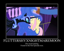 Size: 750x600 | Tagged: safe, fluttershy, nightmare moon, g4, demotivational poster, faic, female, fluttermoon, lesbian, meme, ponies standing next to each other, shipping, shipping goggles, text