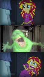 Size: 595x1024 | Tagged: safe, sunset shimmer, ghost, undead, equestria girls, g4, exploitable meme, ghostbusters, meme, slimer, sunset screamer