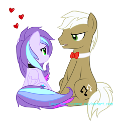 Size: 1479x1563 | Tagged: safe, artist:lavender-incense, frederic horseshoepin, oc, earth pony, pony, g4, canon x oc, female, male, mare, shipping, simple background, stallion, straight, transparent background