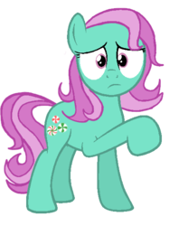 Size: 480x578 | Tagged: safe, artist:wolfgirljw, minty, earth pony, pony, g3, g4, female, g3 to g4, generation leap, mare, nervous, raised hoof, simple background, solo, transparent background