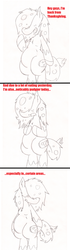 Size: 532x1897 | Tagged: safe, artist:thecherrysodaaskblog, oc, oc only, oc:cherry soda, tumblr:thecherrysodaaskblog, belly, butt touch, chubby, comic, fat, female, hoof on butt, looking back, nervous, shy, solo, thanksgiving, tooth, tumblr, weight gain