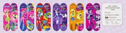 Size: 1172x308 | Tagged: safe, applejack, fluttershy, pinkie pie, rainbow dash, rarity, twilight sparkle, equestria girls, g4, mane six, merchandise, ponied up, skateboard