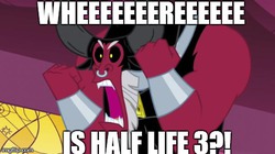 Size: 490x275 | Tagged: safe, lord tirek, g4, half life 3, scorpan's necklace, tirek where is your meme?!