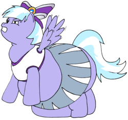 Size: 2364x2221 | Tagged: safe, artist:fatponysketches, lilac sky, pegasus, pony, g4, belly, cheerleader, clothes, fat, flying, high res, midriff, morbidly obese, obese, skirt
