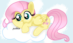 Size: 1024x609 | Tagged: safe, artist:joceblue, fluttershy, g4, cloud, cute, female, solo