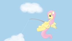 Size: 1366x768 | Tagged: safe, artist:fenllas, fluttershy, g4, female, fishing, solo