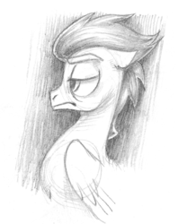 Size: 842x1064 | Tagged: safe, artist:erudier, soarin', pegasus, pony, g4, doodle, grayscale, male, monochrome, simple background, sketch, solo, traditional art, white background