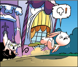 Size: 691x599 | Tagged: safe, idw, official comic, angel bunny, opalescence, friendship is magic #23, g4, spoiler:comic, panel