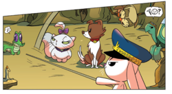 Size: 1332x732 | Tagged: safe, idw, official comic, angel bunny, gummy, opalescence, owlowiscious, tank, winona, friendship is magic #23, g4, spoiler:comic, pets