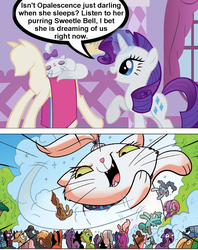 Size: 1101x1392 | Tagged: safe, edit, edited screencap, idw, screencap, opalescence, rarity, cat, earth pony, pegasus, pony, unicorn, g4, spoiler:comic, spoiler:comic23, background pony, comic, female, implied sweetie belle, macro, male, mare, stallion, unnamed character, unnamed pony