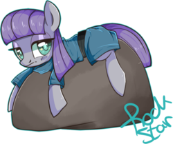 Size: 616x514 | Tagged: dead source, safe, artist:suzuii, maud pie, g4, female, lying, rock, simple background, solo, transparent background