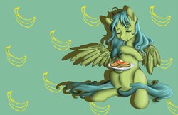Size: 1280x830 | Tagged: safe, artist:kira-minami, oc, oc only, oc:cloud up, eating, food, pancakes, solo