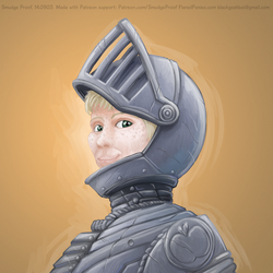 Size: 2000x2000 | Tagged: safe, artist:smudge proof, applejack, human, g4, apple, armor, bust, cutie mark, fantasy class, freckles, high res, humanized, knight, patreon, warrior