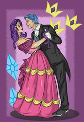 Size: 2175x3143 | Tagged: safe, artist:happymango101, fancypants, rarity, human, g4, clothes, dancing, dress, female, gala dress, high res, humanized, male, ship:raripants, shipping, straight