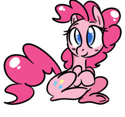 Size: 1024x959 | Tagged: safe, artist:tokipeach, pinkie pie, earth pony, pony, g4, colored pupils, cute, diapinkes, female, mare, simple background, sitting, solo, white background