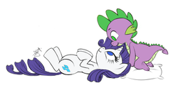 Size: 700x355 | Tagged: safe, artist:itsthinking, artist:pia-sama, edit, rarity, spike, pony, unicorn, g4, female, male, mare, ship:sparity, shipping, straight